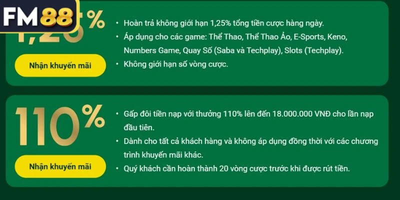 Ưu đãi khuyến mãi tối đa 18 triệu cho lần đầu nạp tiền 